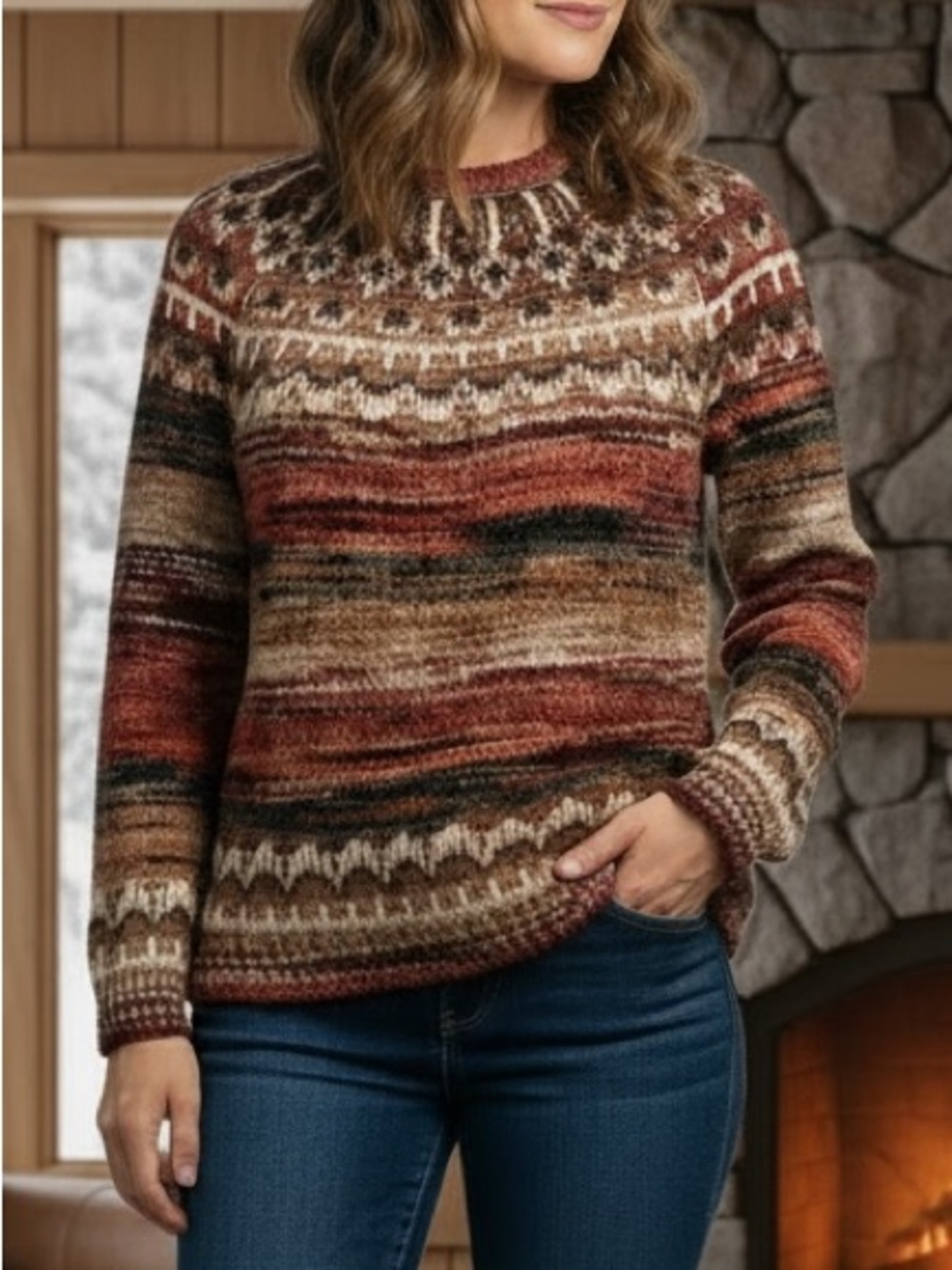 NWOT! Fair Isle Space Dye Oullover Sweater, SMALL - can fit a medium